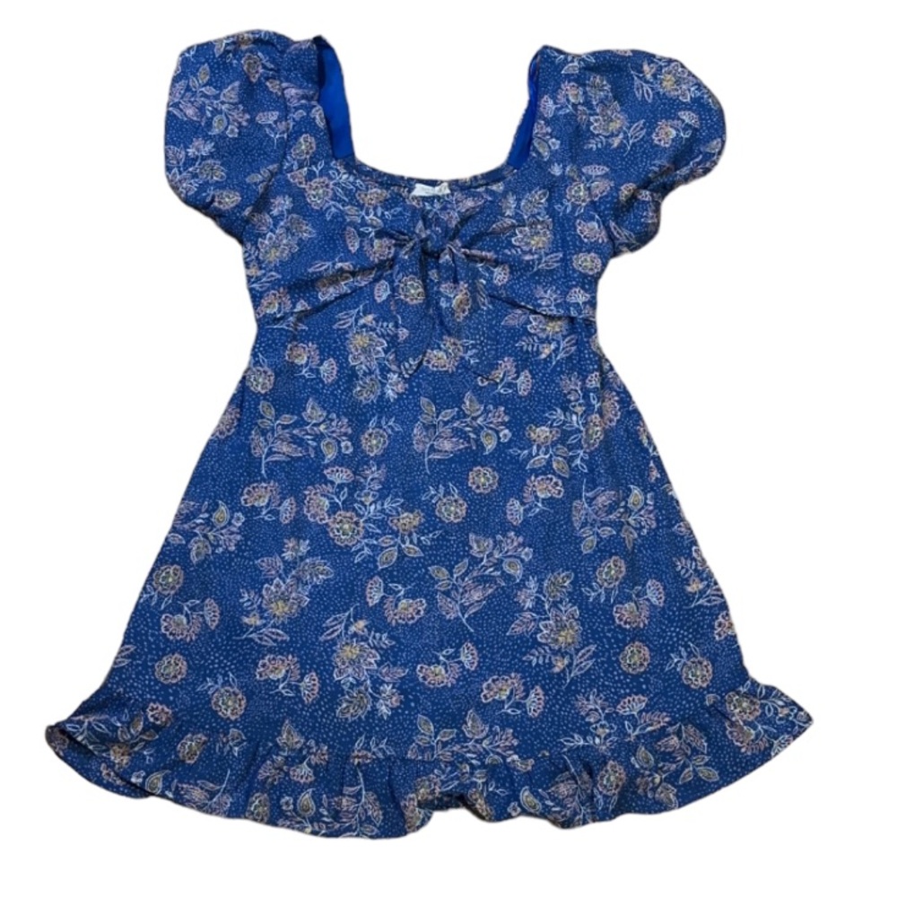 Women’s Sienna sky babydoll mini midnight blue floral cute dress S